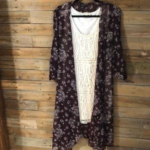 Bohemian crochet dress with chiffon swag